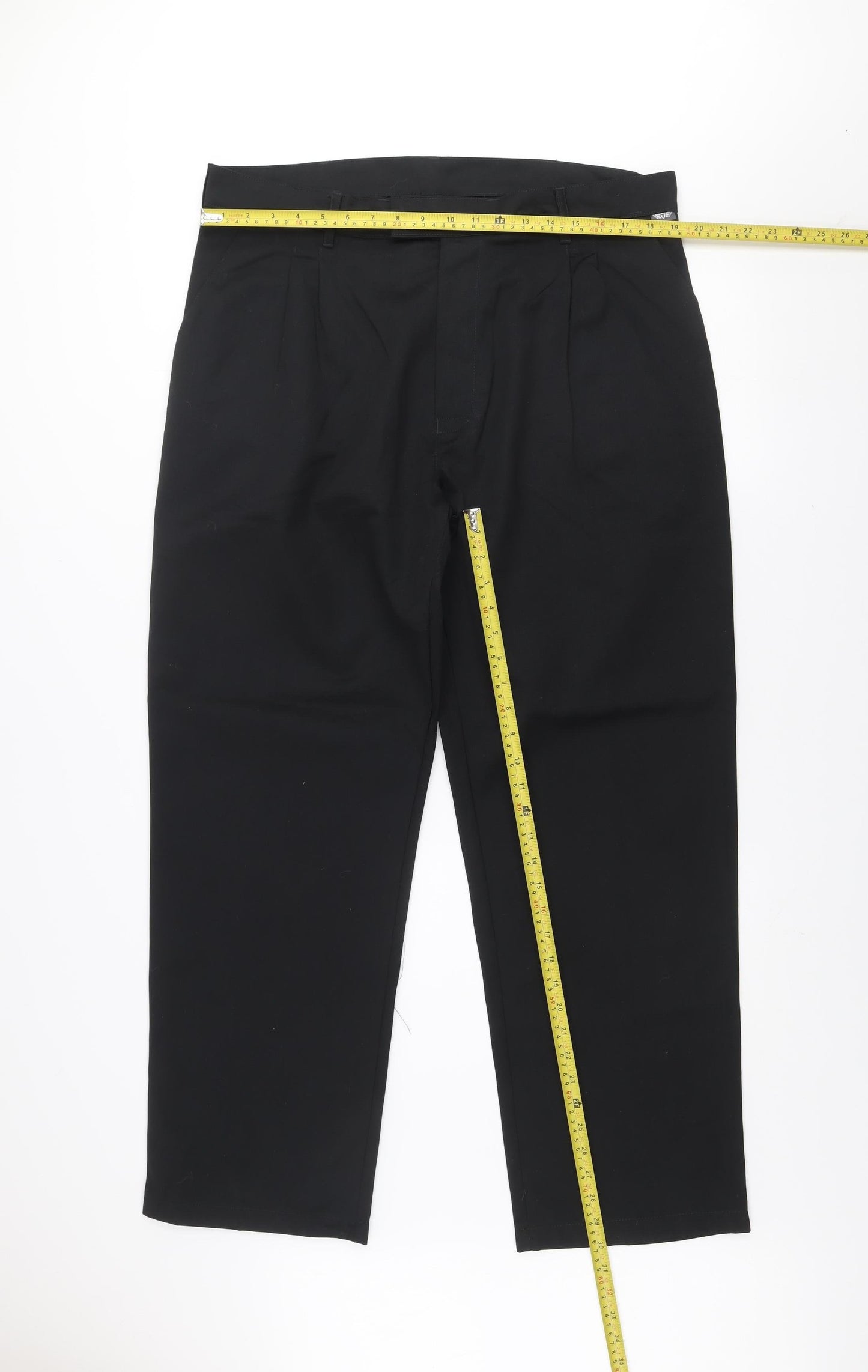 Trojan Men's Black 38 Regular Workwear Pleated Trousers