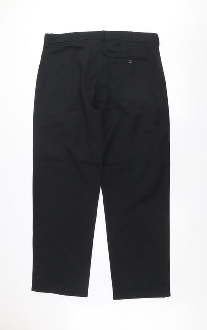 Trojan Men's Black 38 Regular Workwear Pleated Trousers