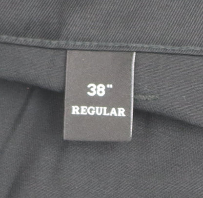 Trojan Men's Black 38 Regular Workwear Pleated Trousers