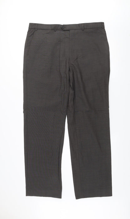 Marks and Spencer Men's Grey 38in Wool Suit Trousers Formal Classic Fit