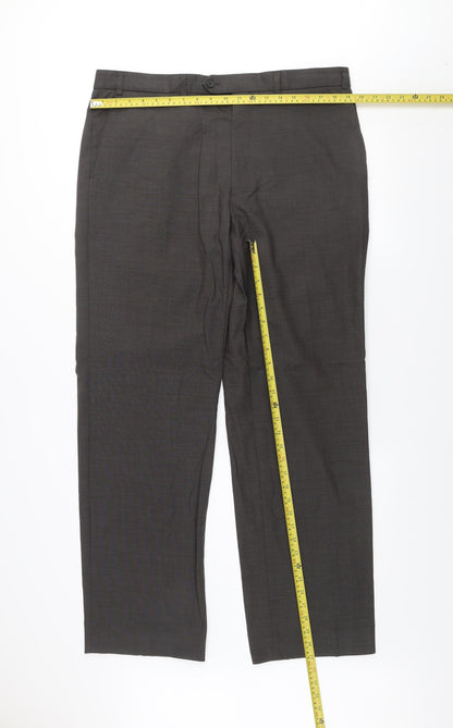 Marks and Spencer Men's Grey 38in Wool Suit Trousers Formal Classic Fit