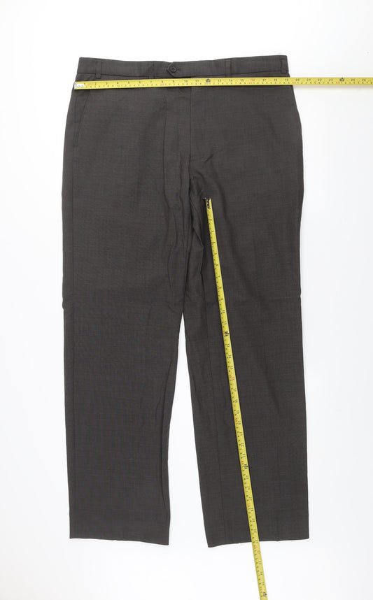 Marks and Spencer Men's Grey 38in Wool Suit Trousers Formal Classic Fit