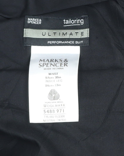 Marks and Spencer Men's Grey 38in Wool Suit Trousers Formal Classic Fit