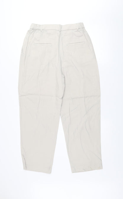 Womens UK Size S Zara Relaxed Fit Cropped Beige Trousers