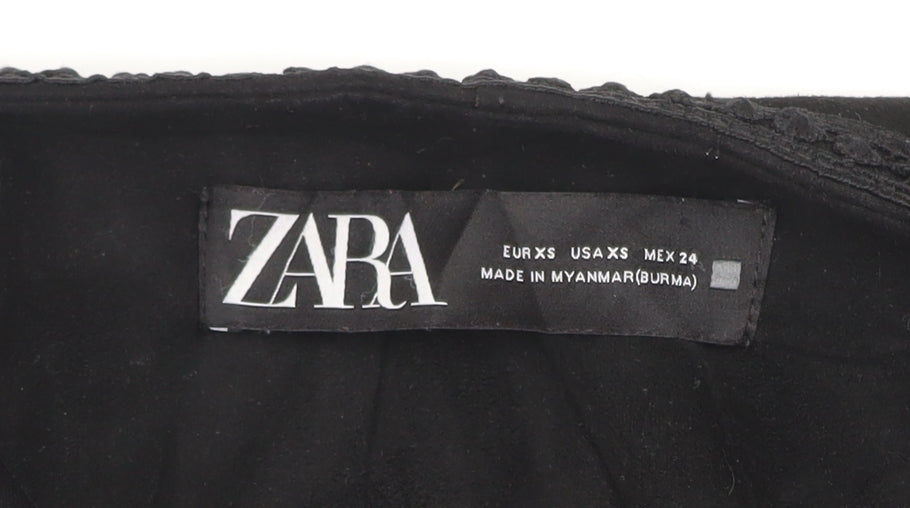 Womens UK Size XS Zara Black Overcoat