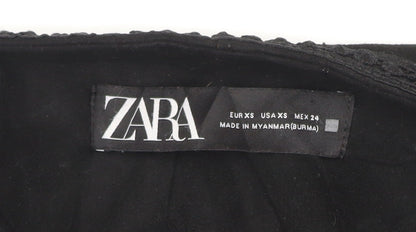 Womens UK Size XS Zara Black Overcoat