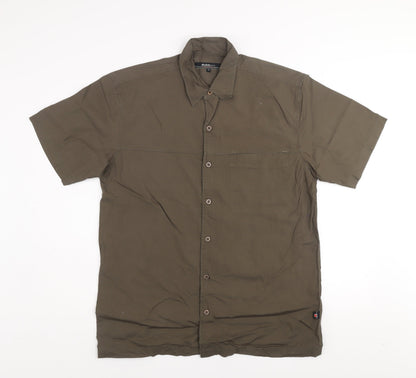 Duke Jeans Men's Green Short Sleeve Cotton Button-Up Shirt Size M