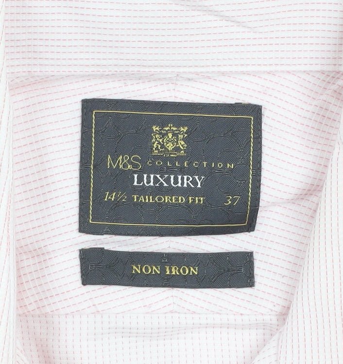Mens UK Collar Size 14.5 Marks and Spencer Smart Pink  Dress Shirt