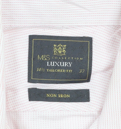Mens UK Collar Size 14.5 Marks and Spencer Smart Pink  Dress Shirt