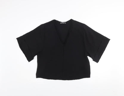 Womens UK Size S Zara Black Cropped Blouse