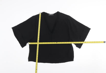 Womens UK Size S Zara Black Cropped Blouse