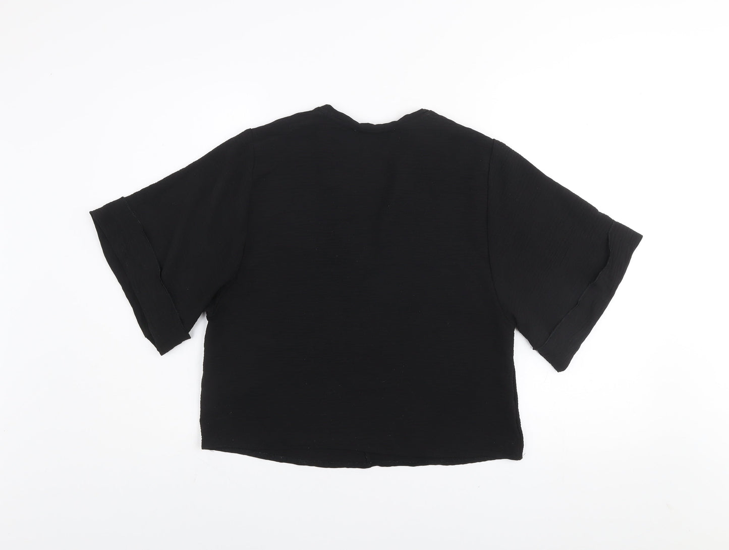 Womens UK Size S Zara Black Cropped Blouse