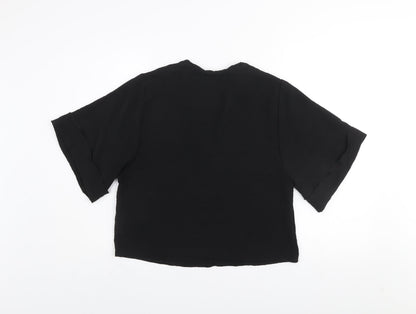 Womens UK Size S Zara Black Cropped Blouse