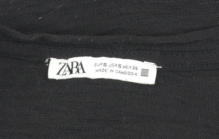 Womens UK Size S Zara Black Cropped Blouse