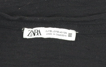 Womens UK Size S Zara Black Cropped Blouse