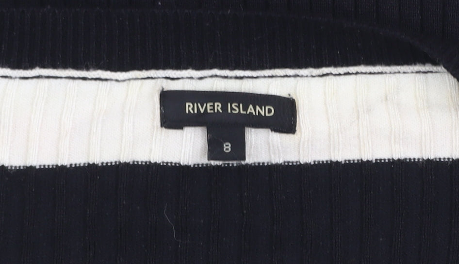Womens UK Size 8 River Island Multicoloured Basic T-Shirt