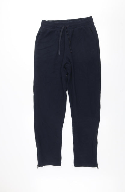 Marks and Spencer Women Black Size 10 Track Pants with Zip Ankle and Drawstring Waist