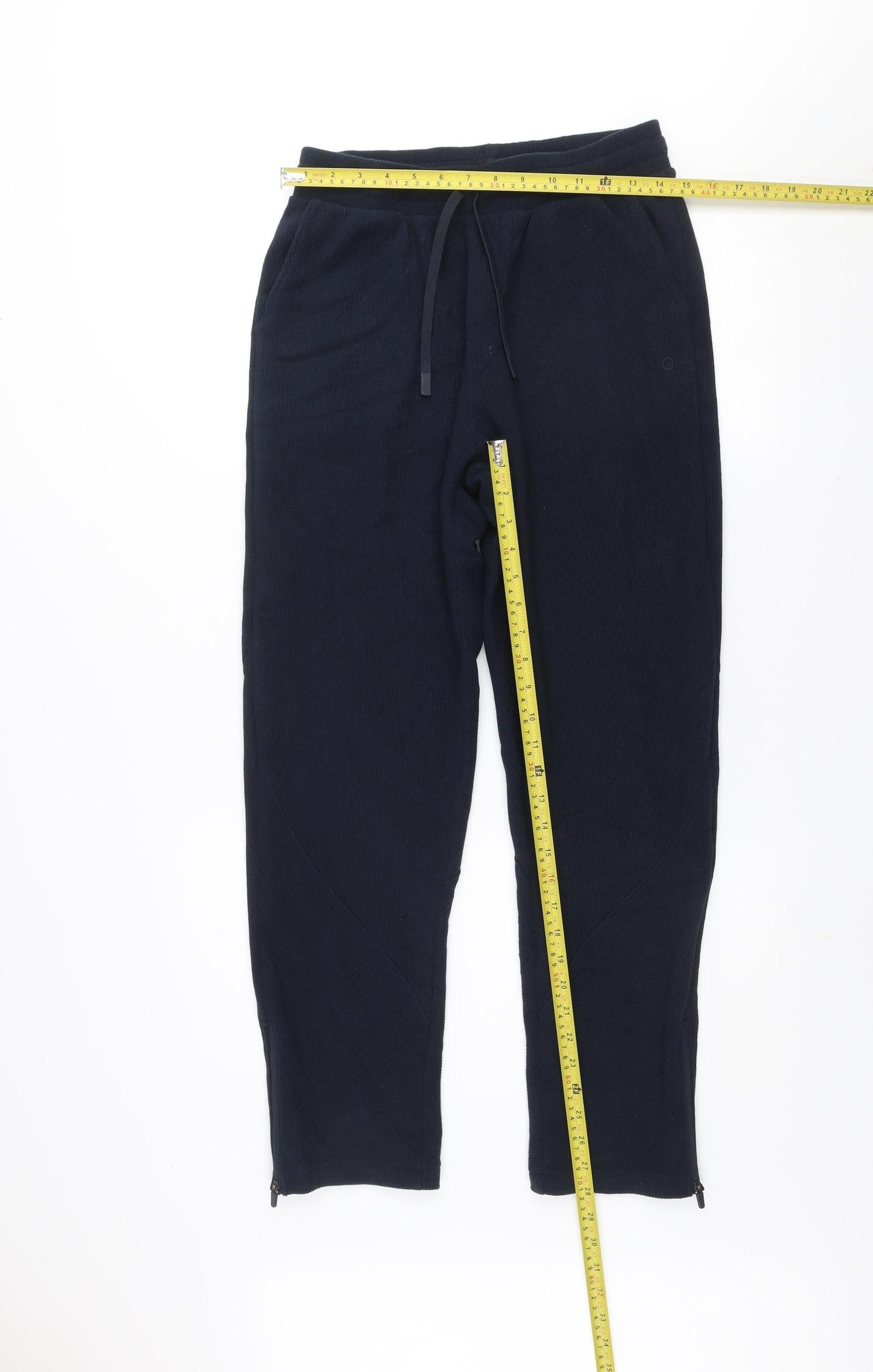 Marks and Spencer Women Black Size 10 Track Pants with Zip Ankle and Drawstring Waist
