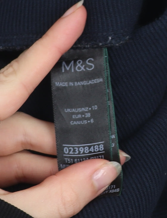 Marks and Spencer Women Black Size 10 Track Pants with Zip Ankle and Drawstring Waist