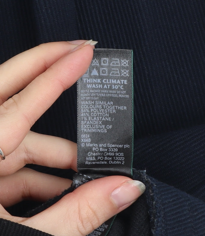 Marks and Spencer Women Black Size 10 Track Pants with Zip Ankle and Drawstring Waist