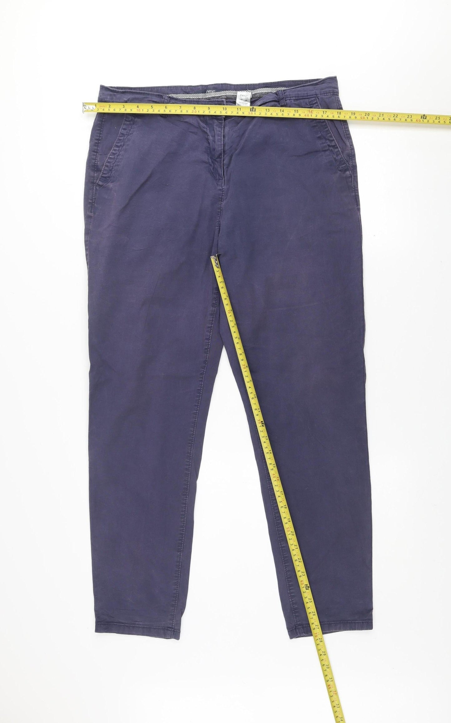 Marks and Spencer Women's Blue Chino Trousers Size 14R Cotton Blend