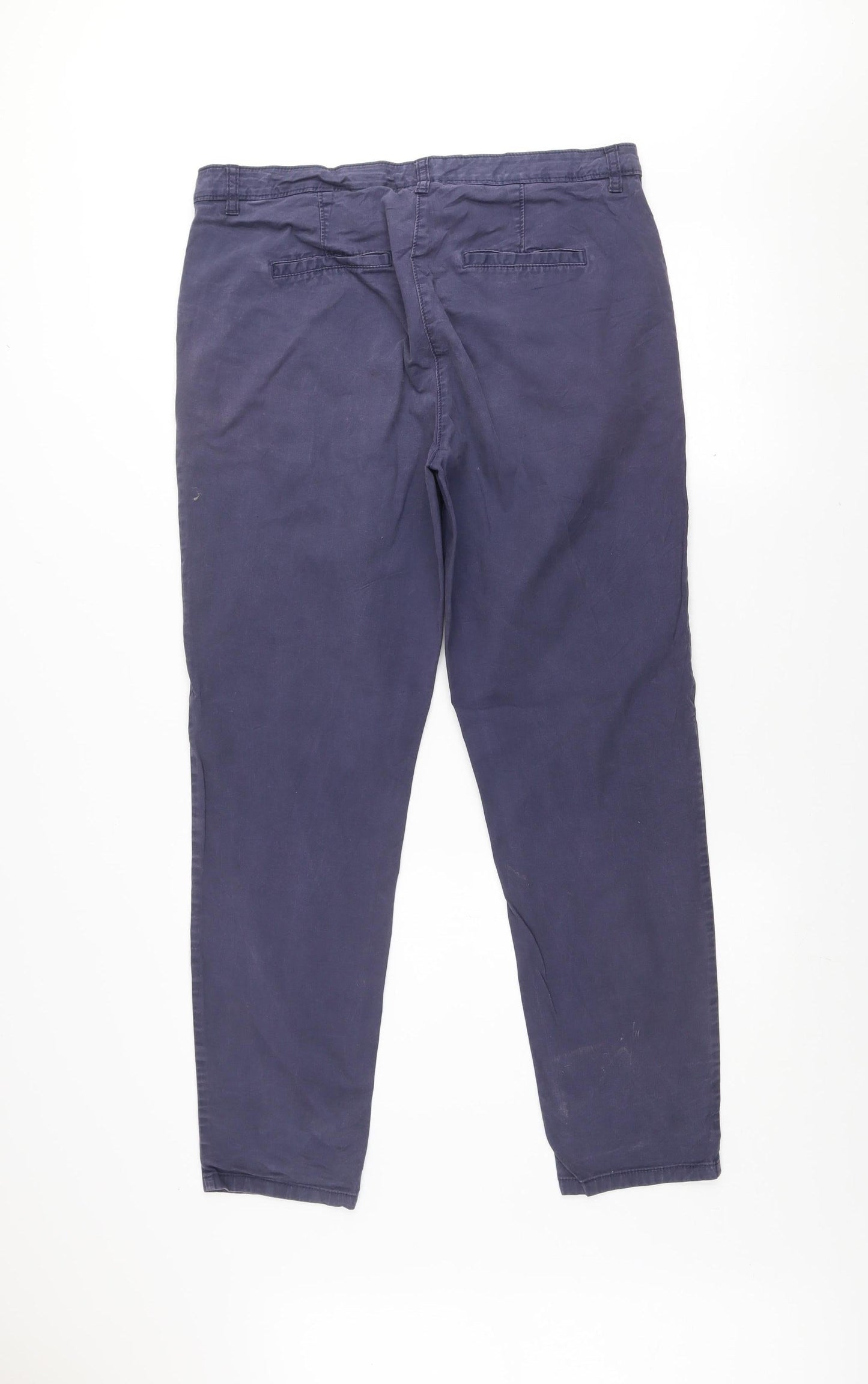 Marks and Spencer Women's Blue Chino Trousers Size 14R Cotton Blend