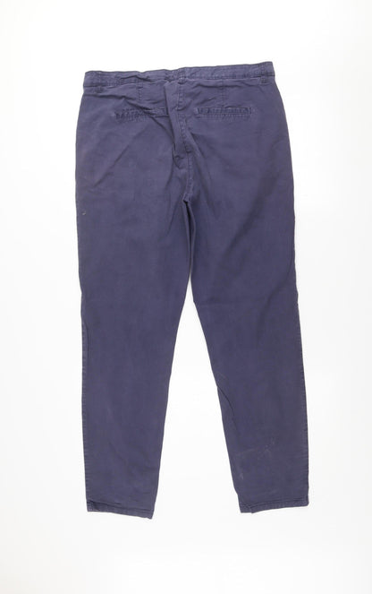 Marks and Spencer Women's Blue Chino Trousers Size 14R Cotton Blend