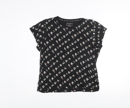 Womens UK Size S FRIENDS The Television Series Black Basic T-Shirt