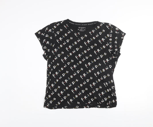 Womens UK Size S FRIENDS The Television Series Black Basic T-Shirt