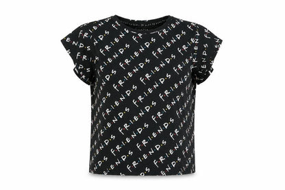 Womens UK Size S FRIENDS The Television Series Black Basic T-Shirt