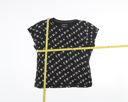 Womens UK Size S FRIENDS The Television Series Black Basic T-Shirt