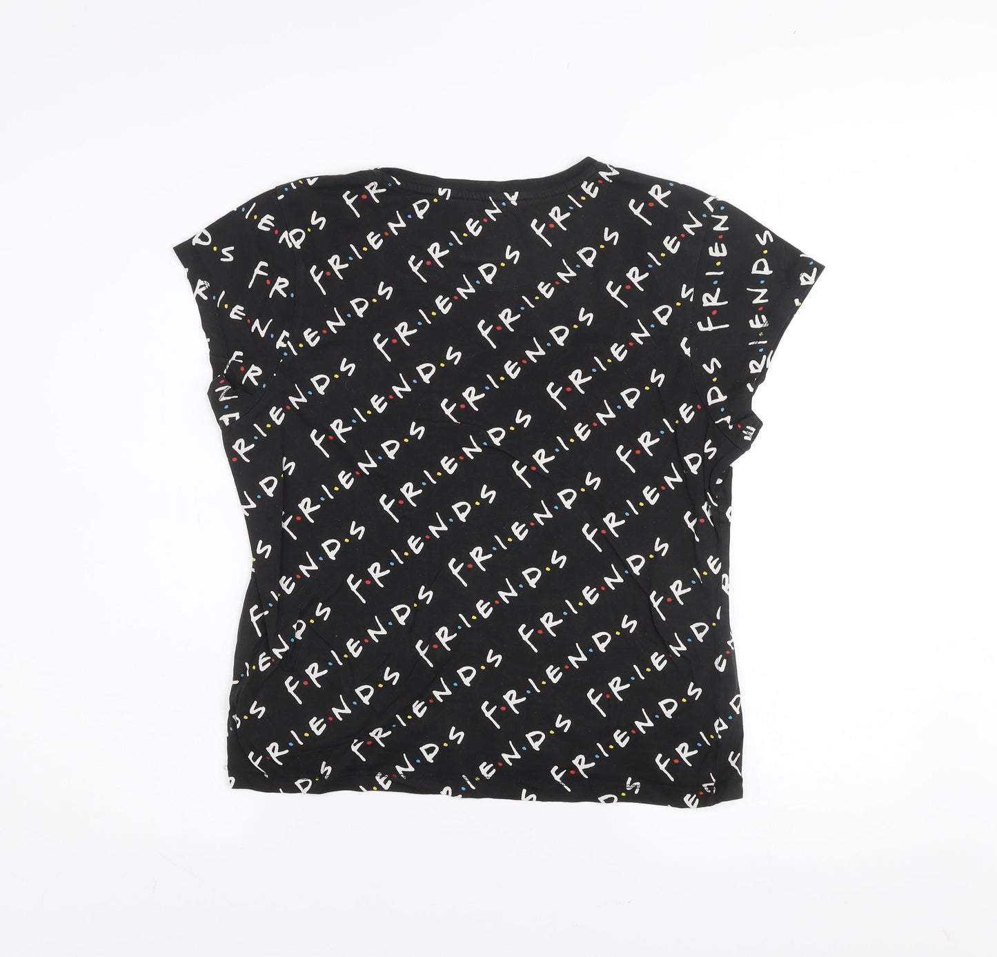 Womens UK Size S FRIENDS The Television Series Black Basic T-Shirt
