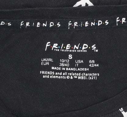Womens UK Size S FRIENDS The Television Series Black Basic T-Shirt