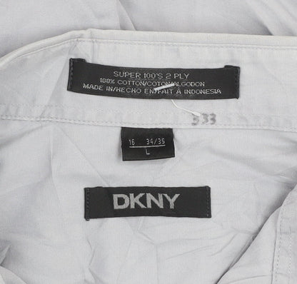 Mens UK Collar Size L DKNY Smart Grey  Dress Shirt
