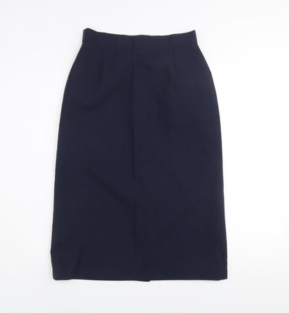 Jacques Vert Women's Blue Wool Blend Midi Pencil Skirt Size 10