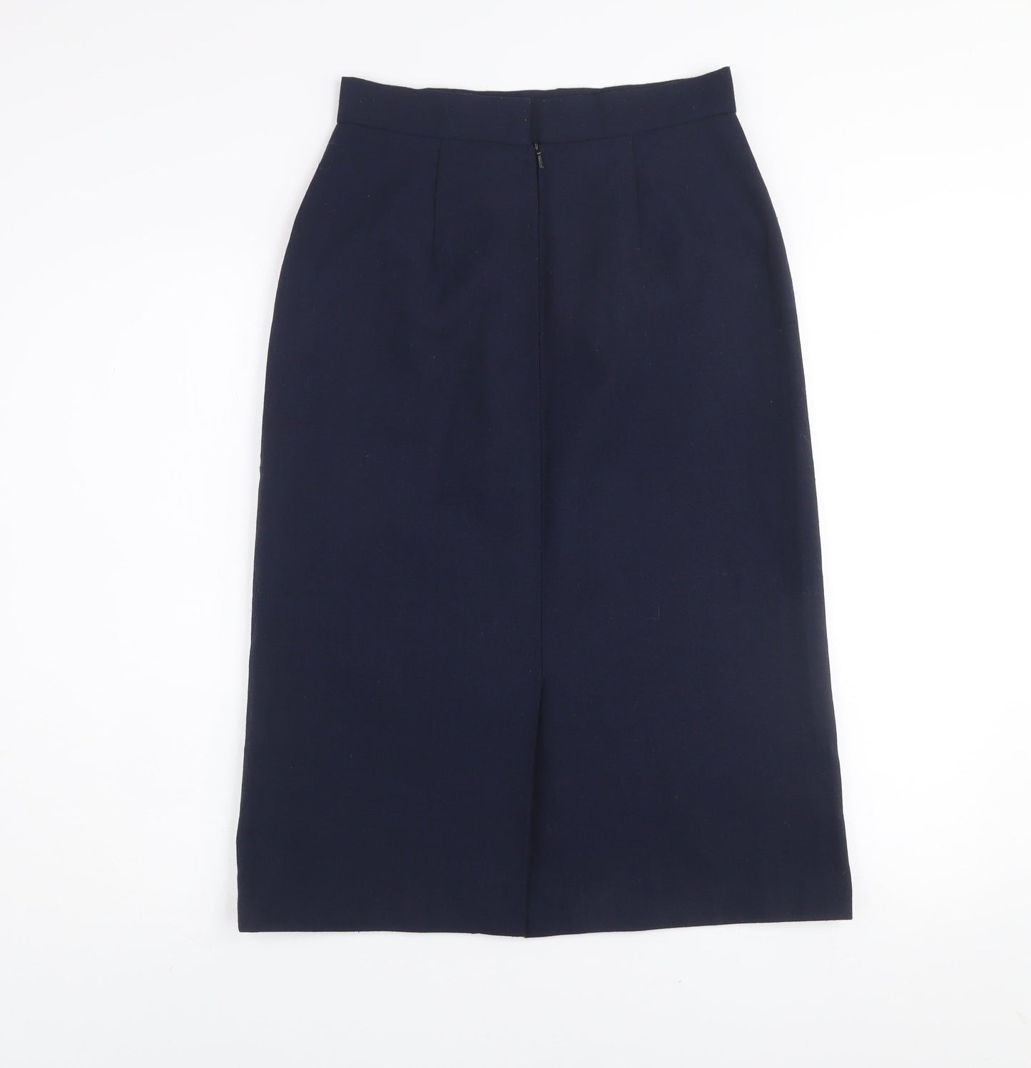 Jacques Vert Women's Blue Wool Blend Midi Pencil Skirt Size 10