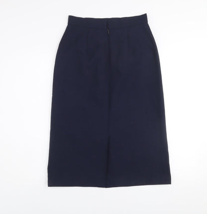 Jacques Vert Women's Blue Wool Blend Midi Pencil Skirt Size 10