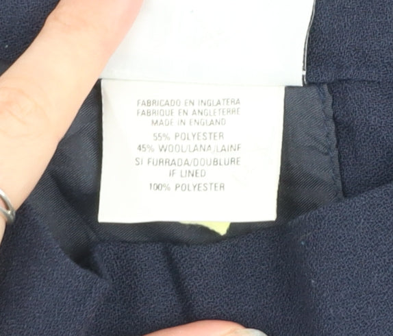 Jacques Vert Women's Blue Wool Blend Midi Pencil Skirt Size 10