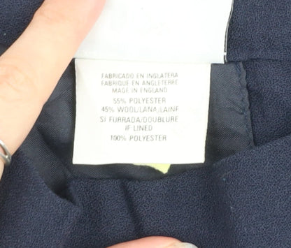 Jacques Vert Women's Blue Wool Blend Midi Pencil Skirt Size 10