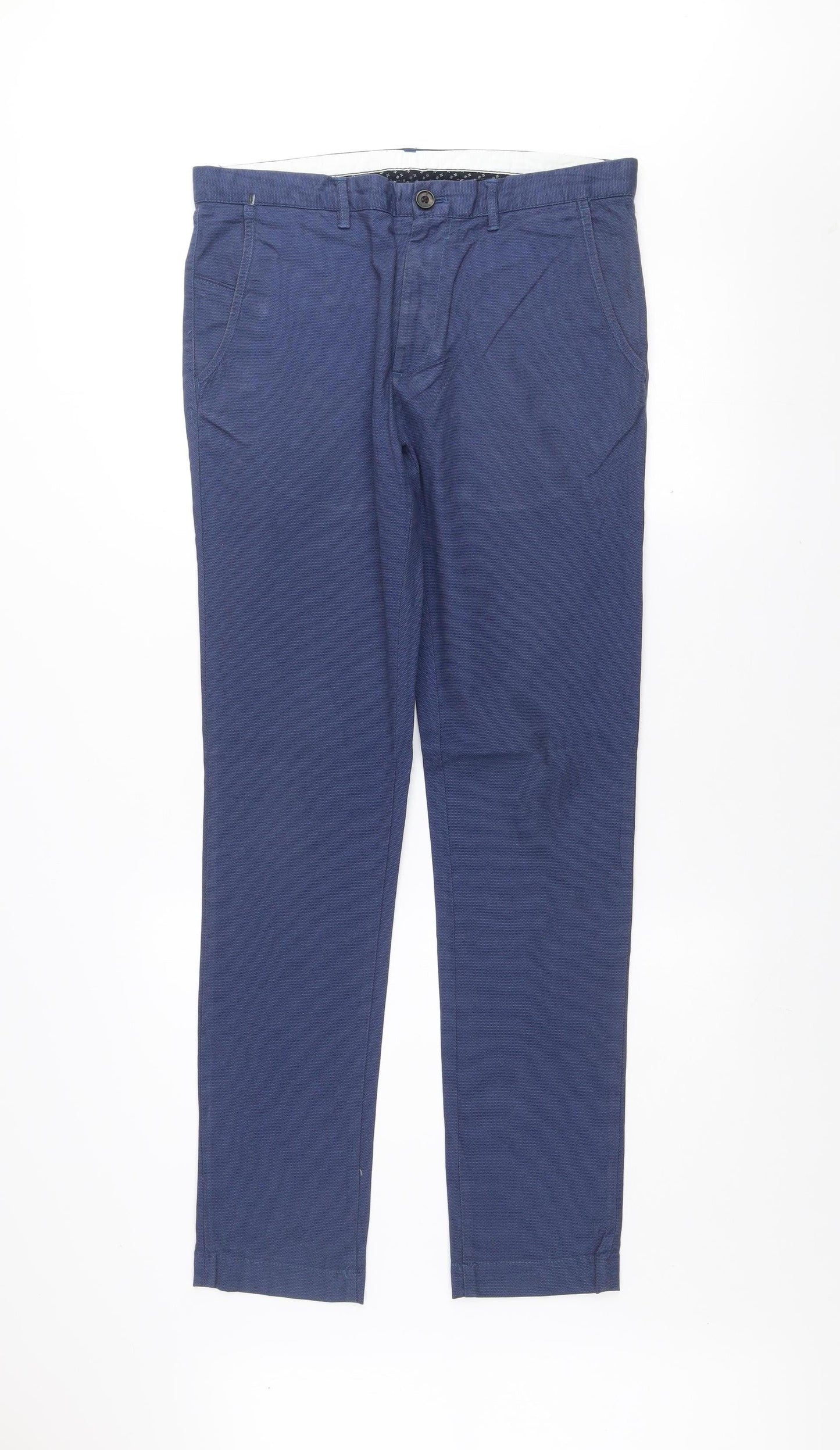 Zara Man Blue Slim Fit Chino Trousers Men's 32 Regular Cotton