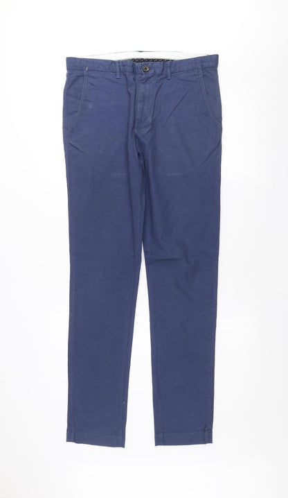 Zara Man Blue Slim Fit Chino Trousers Men's 32 Regular Cotton
