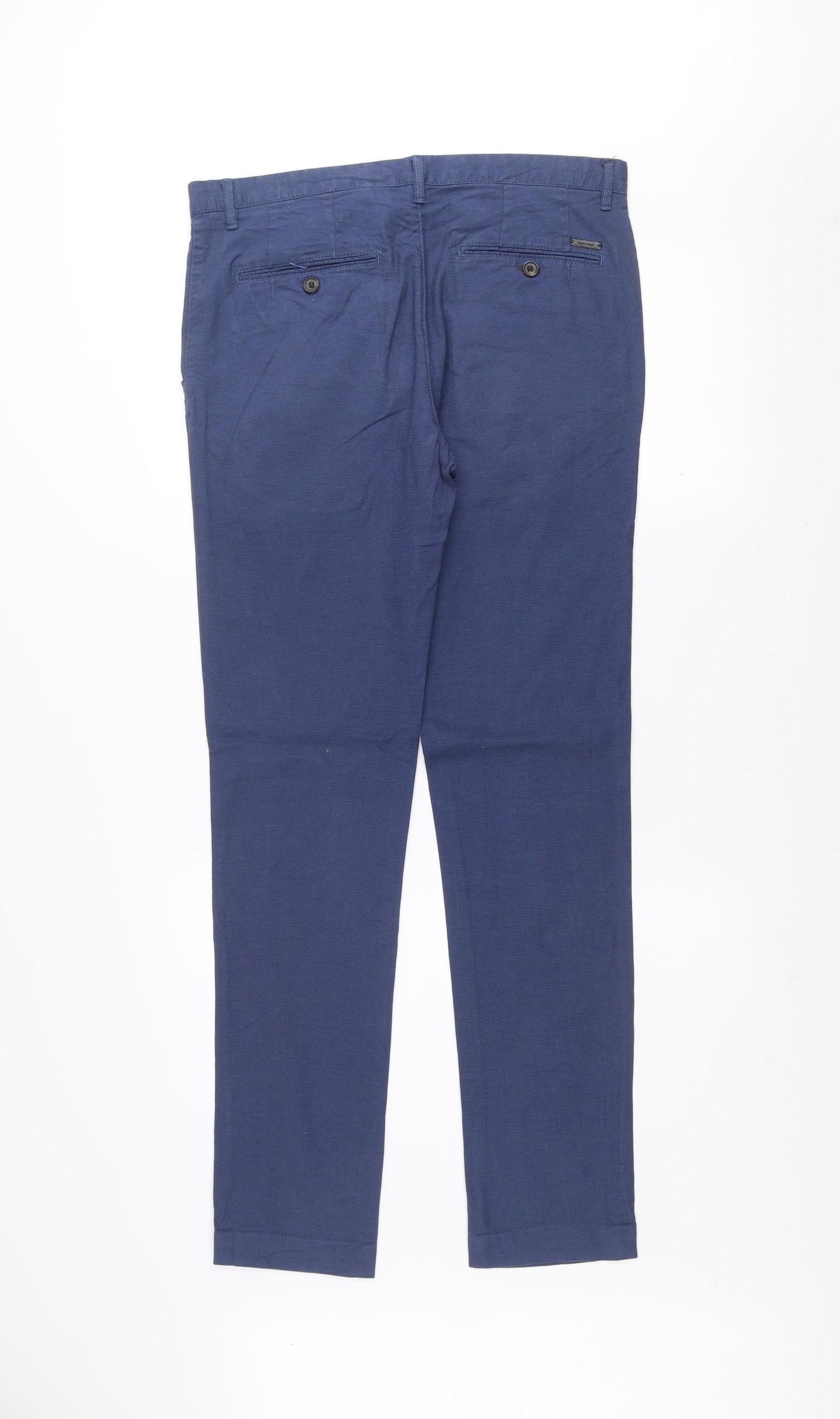 Zara Man Blue Slim Fit Chino Trousers Men's 32 Regular Cotton