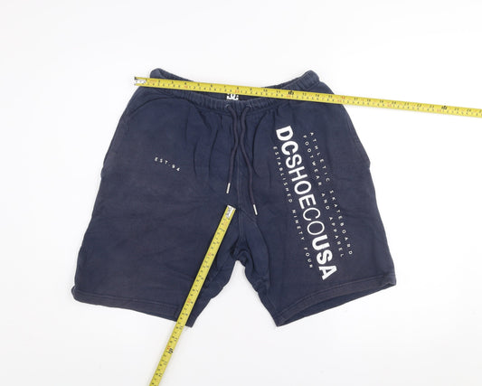 DC Shoes Men Navy Blue Cotton Sweat Shorts Size S Athletic Fit