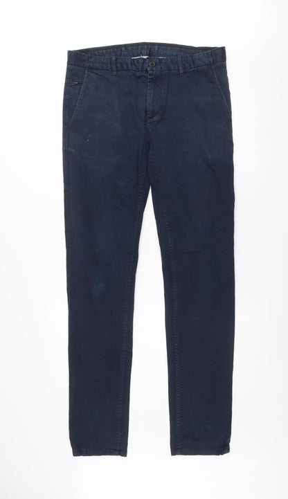 Zara Man Blue Slim Fit Chino Trousers Men’s 34W 32L Cotton Blend