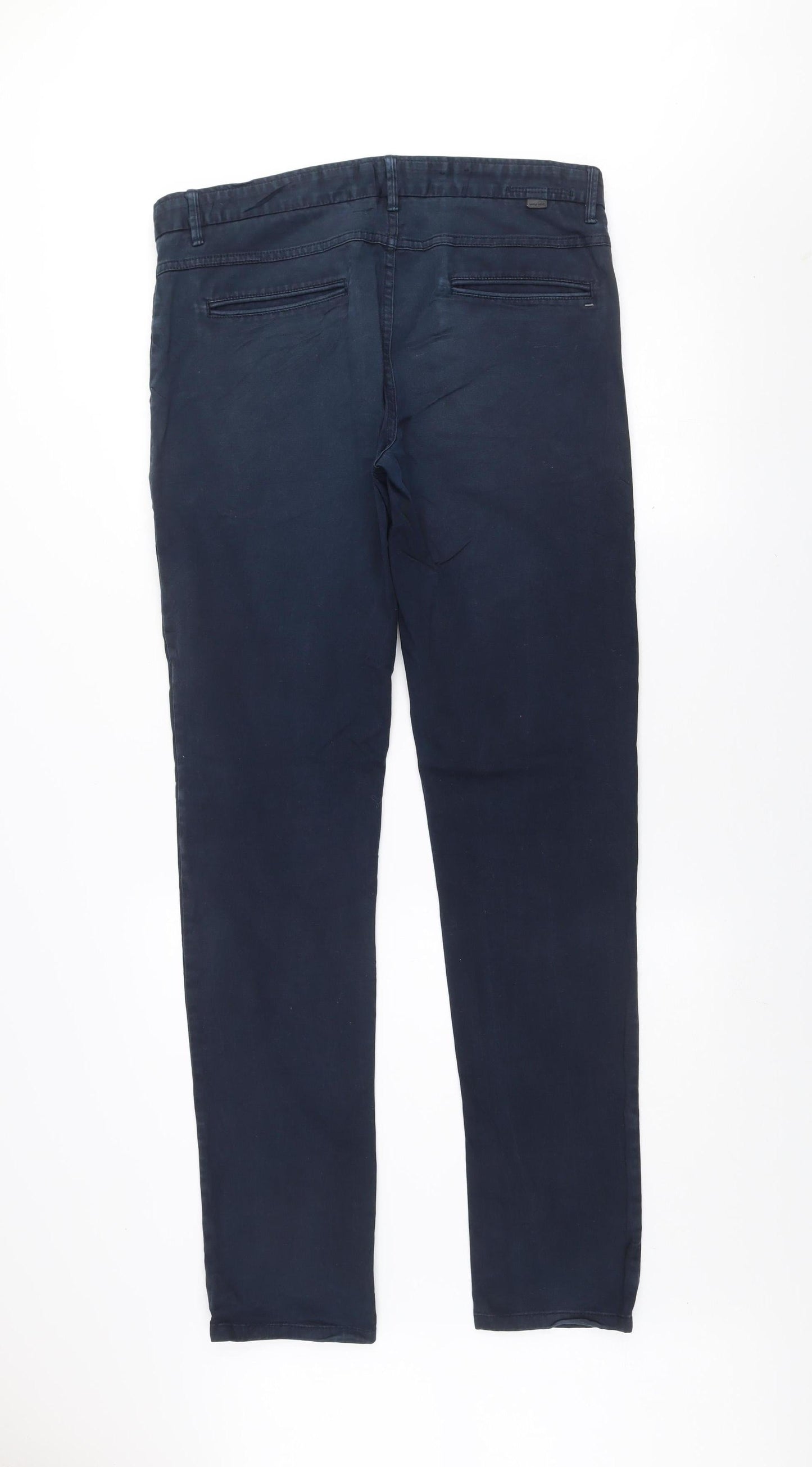 Zara Man Blue Slim Fit Chino Trousers Men’s 34W 32L Cotton Blend