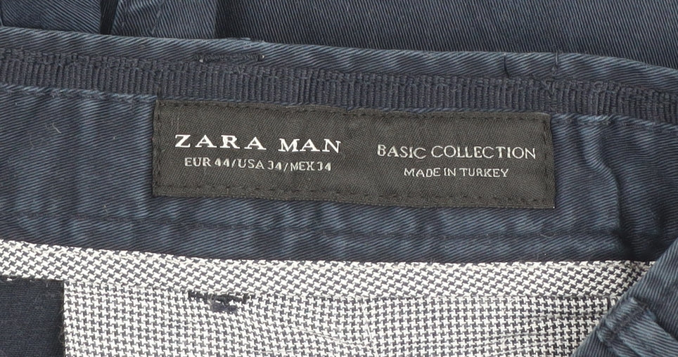 Zara Man Blue Slim Fit Chino Trousers Men’s 34W 32L Cotton Blend