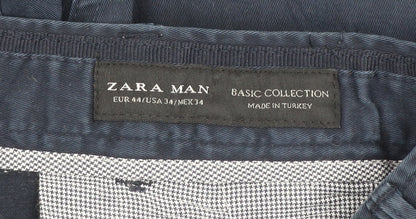 Zara Man Blue Slim Fit Chino Trousers Men’s 34W 32L Cotton Blend