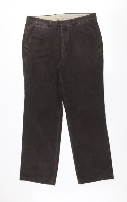 Oakman Men's Brown Chino Trousers 36R 100% Cotton Straight Leg