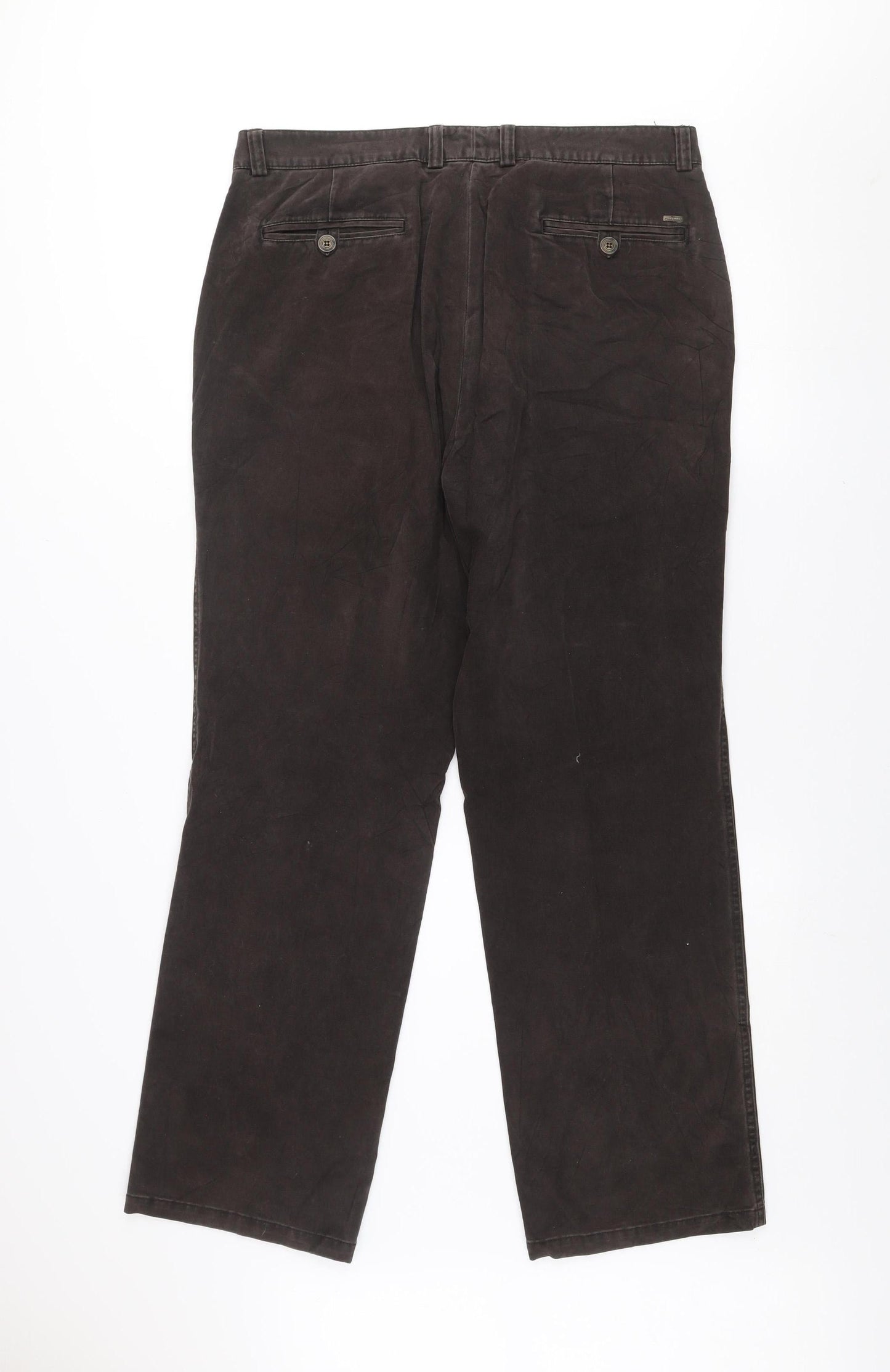 Oakman Men's Brown Chino Trousers 36R 100% Cotton Straight Leg