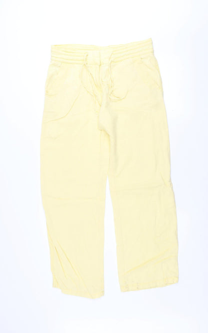 Next Women’s Yellow Linen Blend Drawstring Trousers Size 10 Regular